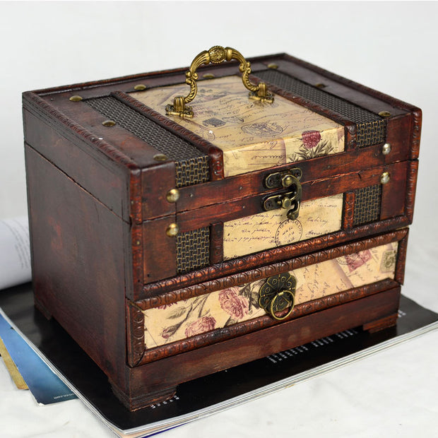 Wooden Jewellery Dressing Box With Mirror